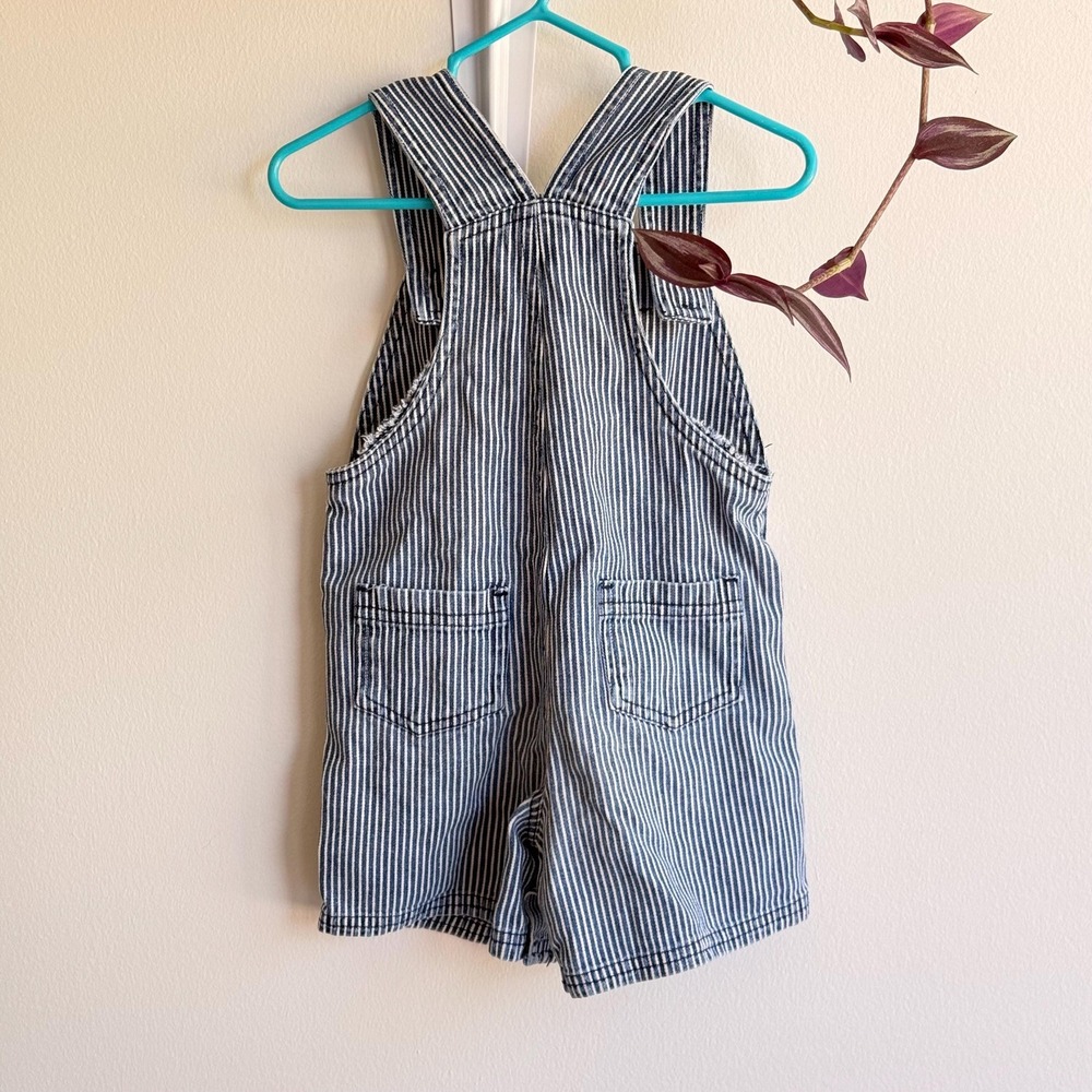 Vintage Disney Baby Overalls 18 Months Striped Denim Winnie the Pooh Baseball - Picture 11 of 11